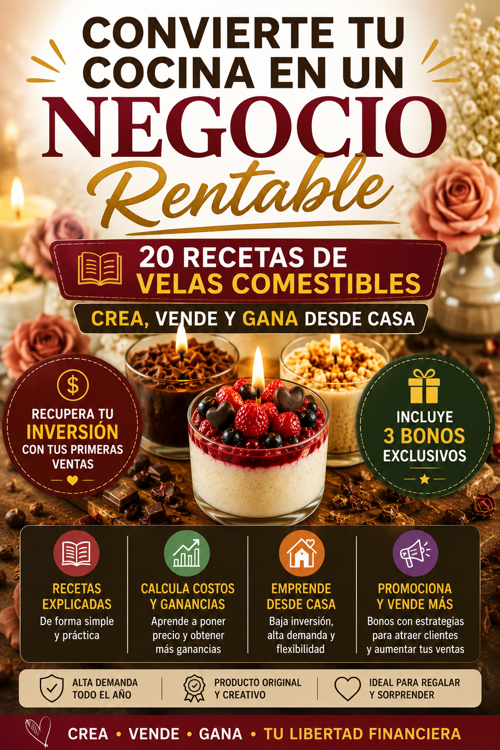 Recetas de velas comestibles: crea, vende y gana desde casa